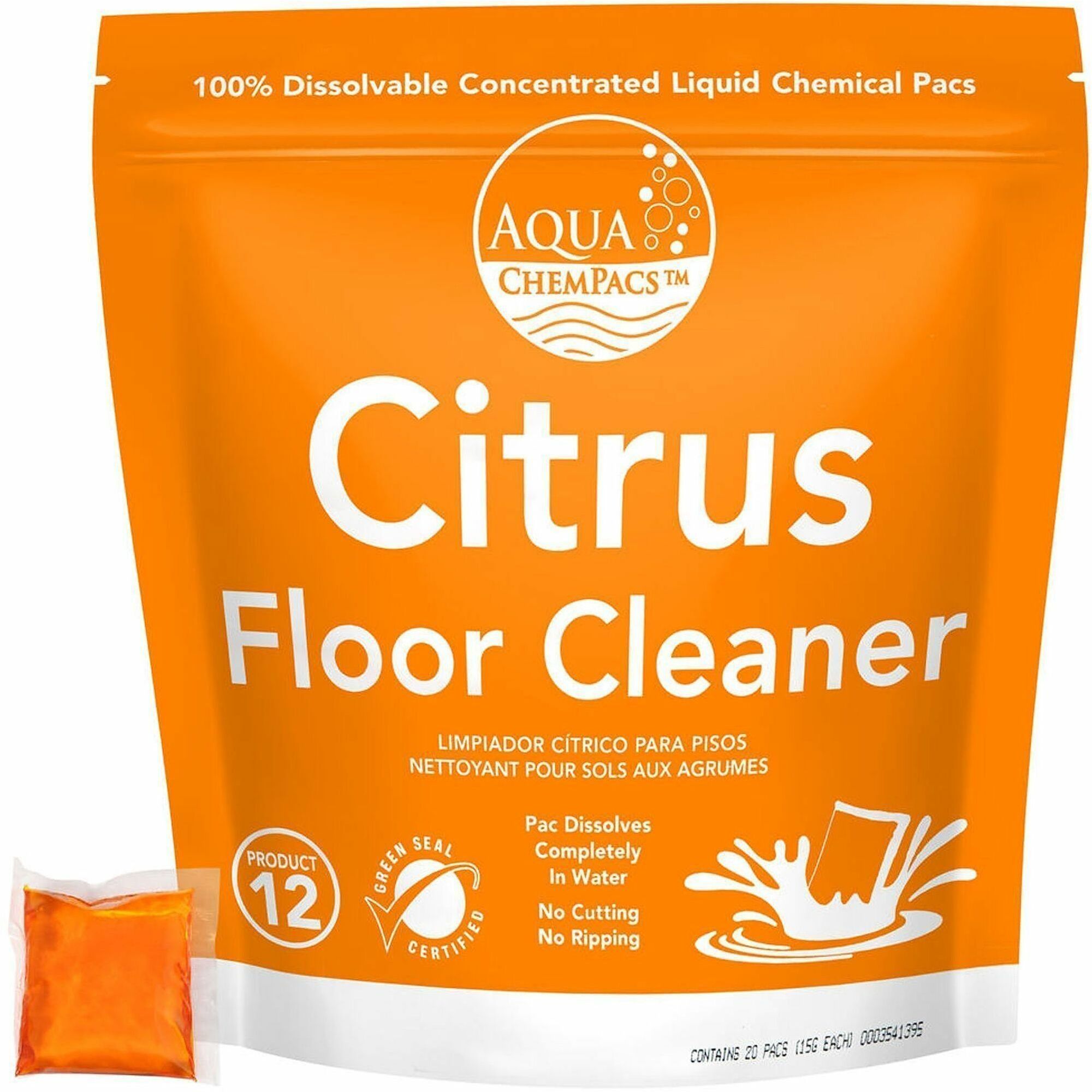 For Floor, Wall, Counter, Equipment, Painted Surface - Concentrate - Liquid - 0.53 oz (0.03 lb) - Citrus Scent - Recommended For: Dirt Remover, Grease Remover, Grime Remover - Film-free - Orange - 1 / Carton