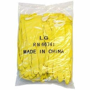 Flock-Lined Neoprene Latex Gloves, 16 mil x 12", Chemical & Fat Resistant, Fish Scale Grip, Food Service & Cleaning, Large, Yellow, 12 Pairs/Dozen