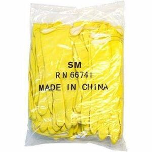 Flock-Lined Neoprene Latex Gloves, 16 mil x 12", Chemical & Fat Resistant, Fish Scale Grip, Food Service & Cleaning, Small, Yellow, 12 Pairs/Dozen