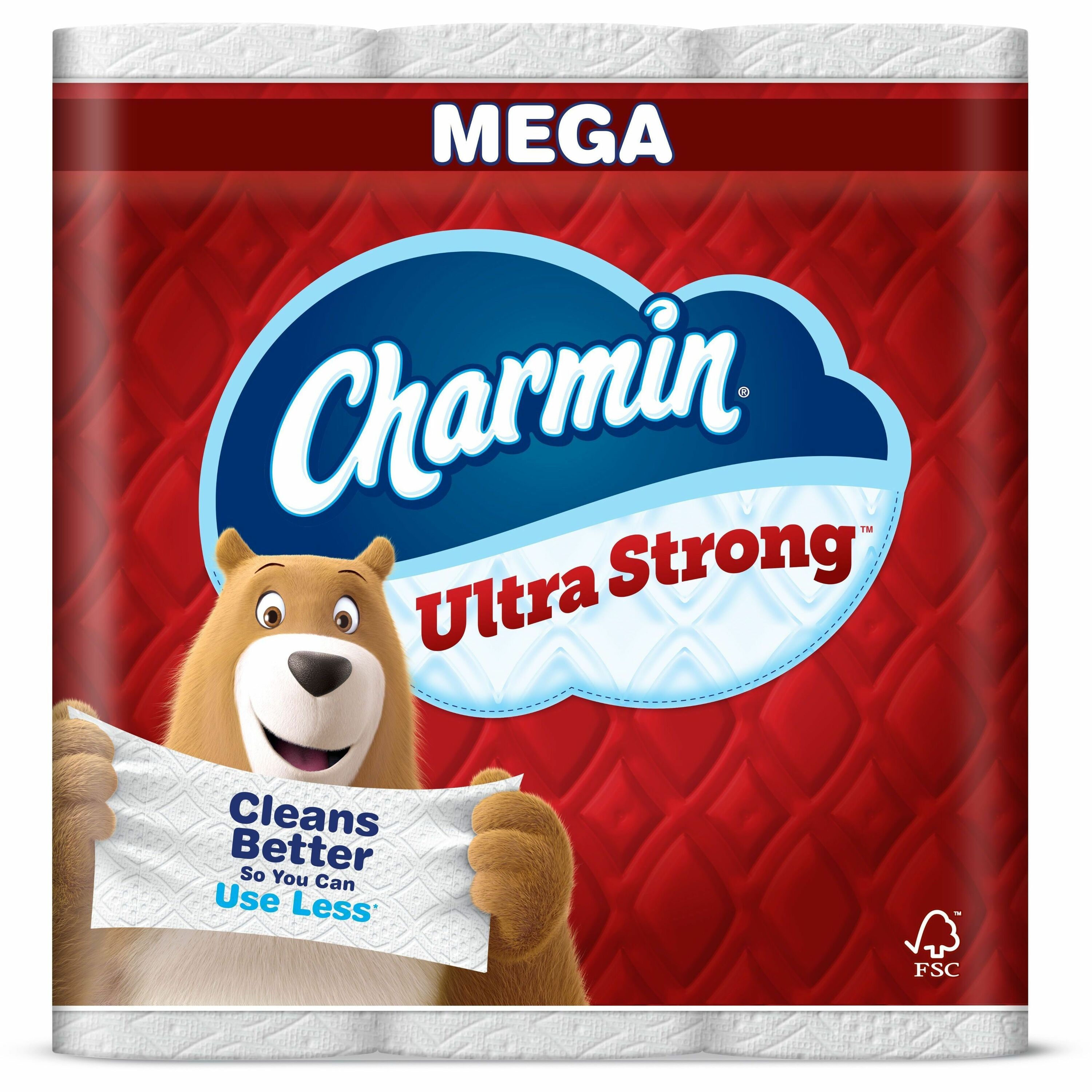 Charmin Ultra Strong Mega Roll Bath Tissue, 2-Ply, Diamond-Weave Texture, White, 220 Sheets per Roll, 24 Rolls per Carton