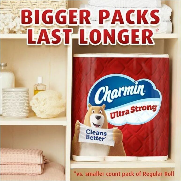Charmin Ultra Strong Mega Roll Bath Tissue, 2-Ply, Diamond-Weave Texture, White, 220 Sheets per Roll, 24 Rolls per Carton