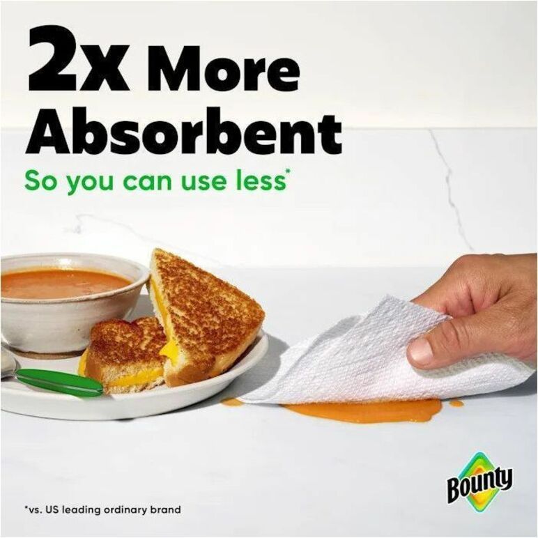 Bounty Select-A-Size Paper Towels, 2 Ply, 123 Sheets per Roll, Diamond Texture, White, 6 Rolls per Carton