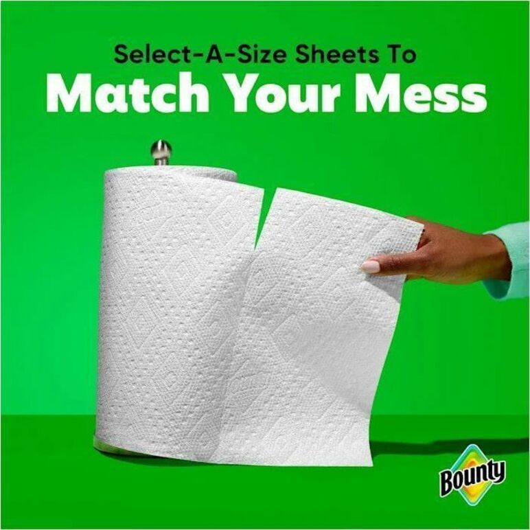 Bounty Select-A-Size Paper Towels, 2 Ply, 123 Sheets per Roll, Diamond Texture, White, 6 Rolls per Carton