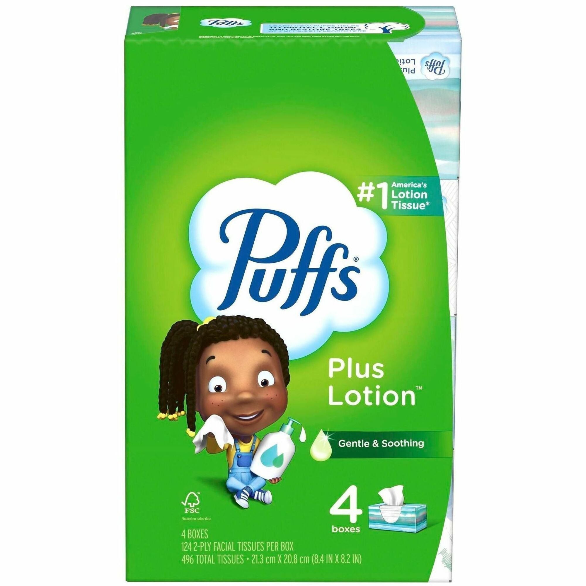 Puffs Plus Lotion Facial Tissue, White, 24 Carton