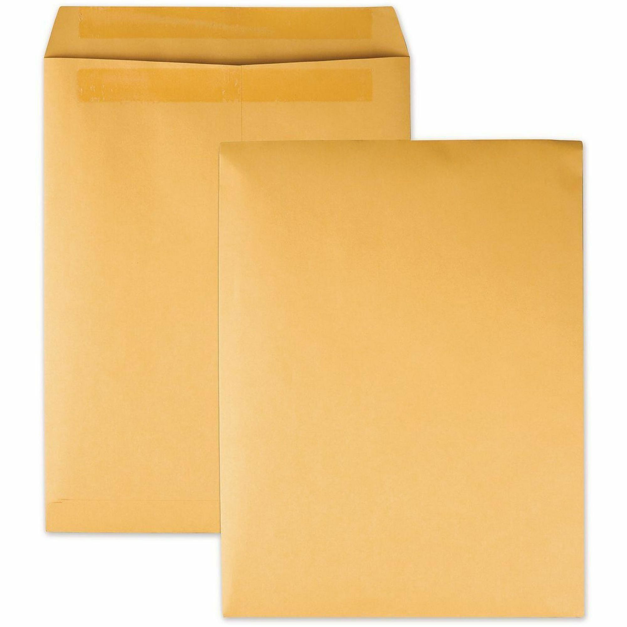 Quality Park Redi-Seal Catalog Envelopes, 9 1/2" x 12 1/2", 28 lb, Self-Sealing, Brown Kraft, 100/Box