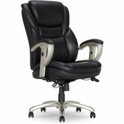 Serta Executive Chair, High Back, Black, Memory Foam & Bonded Leather, Adjustable Arms, Tilt Lock, Heavy-Duty Base, 1 Each