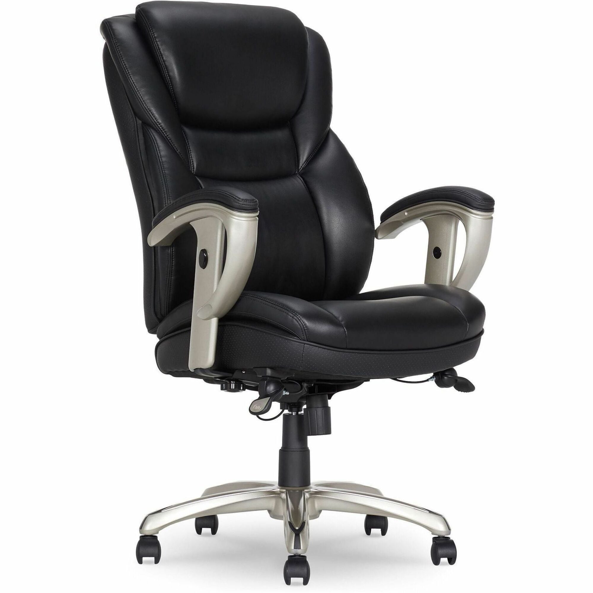 Serta Executive Chair, High Back, Black, Memory Foam & Bonded Leather, Adjustable Arms, Tilt Lock, Heavy-Duty Base, 1 Each