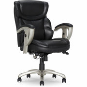 Serta Black Mid Back Task Chair, Memory Foam, Bonded Leather, Adjustable Arms, 1 Each