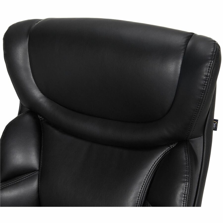 Serta Black Mid Back Task Chair, Memory Foam, Bonded Leather, Adjustable Arms, 1 Each