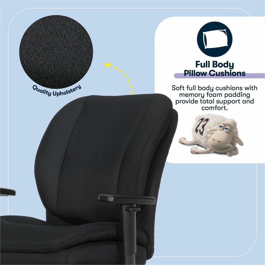 Serta Black Task Chair, Memory Foam & Fabric, Adjustable Arms, 5-Star Nylon Base, 1 Each