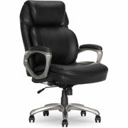 Serta Executive Chair, High Back, Black Memory Foam and Bonded Leather, 5-Star Nylon Base, Adjustable, 1 Each