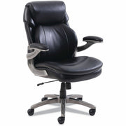 Serta Executive Chair, Black, Mid Back, Memory Foam, Bonded Leather, Flip-up Armrests, 5-Star Nylon Base, 1 Each