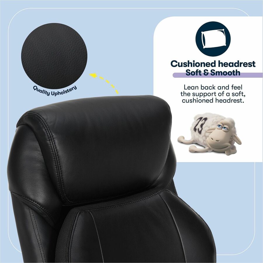 Serta Executive Chair, Black, Mid Back, Memory Foam, Bonded Leather, Flip-up Armrests, 5-Star Nylon Base, 1 Each