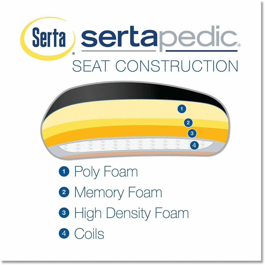 Serta Executive Chair, Black, Mid Back, Memory Foam, Bonded Leather, Flip-up Armrests, 5-Star Nylon Base, 1 Each