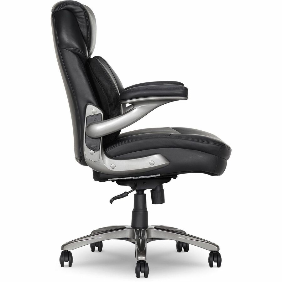 Serta Executive Chair, Black, Mid Back, Memory Foam, Bonded Leather, Flip-up Armrests, 5-Star Nylon Base, 1 Each