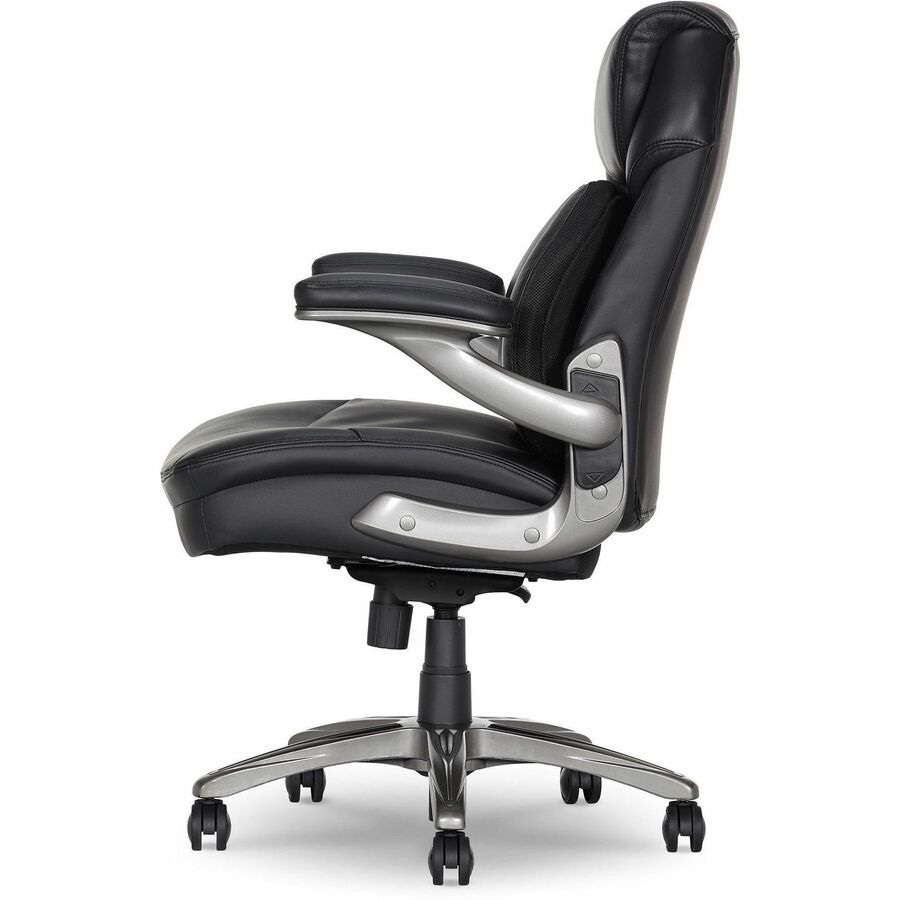 Serta Executive Chair, Black, Mid Back, Memory Foam, Bonded Leather, Flip-up Armrests, 5-Star Nylon Base, 1 Each