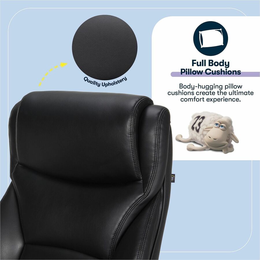 Serta High Back Black Task Chair, Memory Foam, Bonded Leather, Adjustable Arms, Tilt Mechanism, Heavy Duty, 1 Each