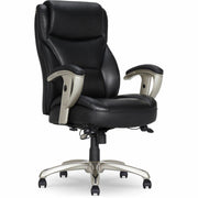 Serta High Back Black Task Chair, Memory Foam, Bonded Leather, Adjustable Arms, Tilt Mechanism, Heavy Duty, 1 Each