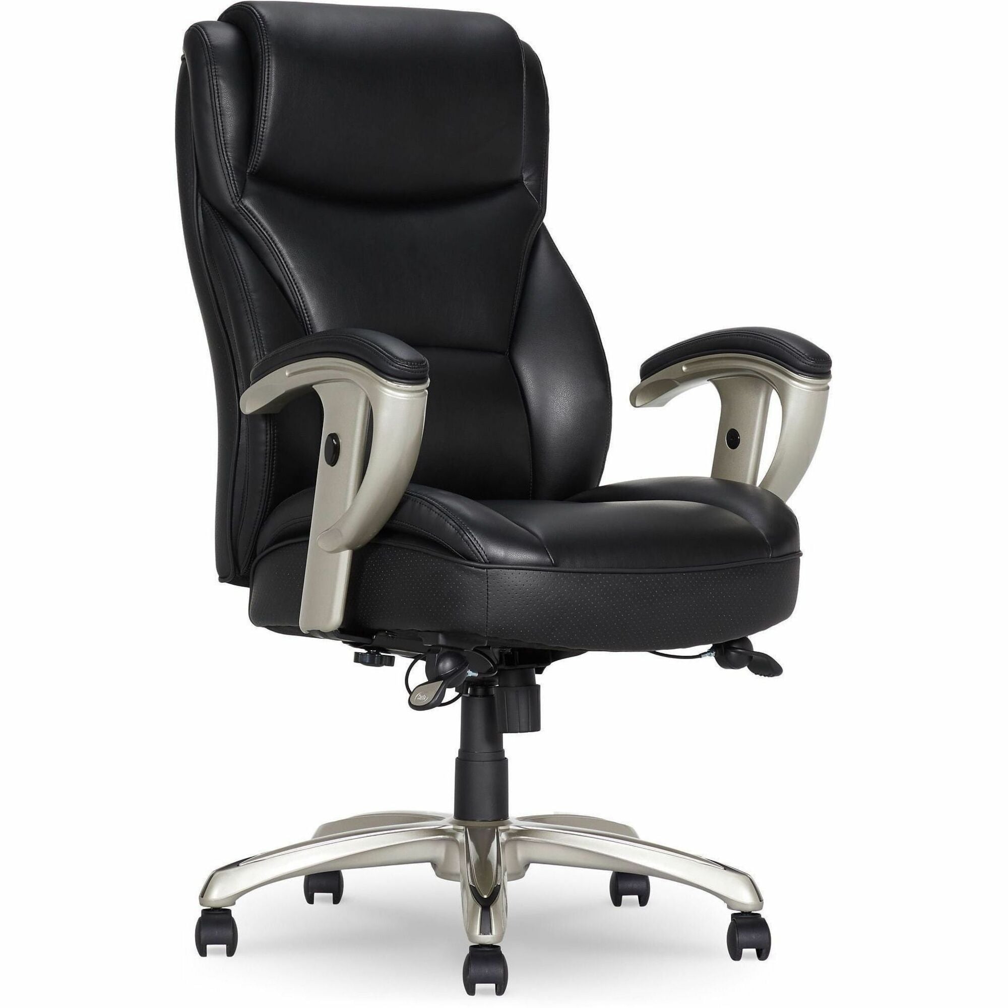 Serta High Back Black Task Chair, Memory Foam, Bonded Leather, Adjustable Arms, Tilt Mechanism, Heavy Duty, 1 Each