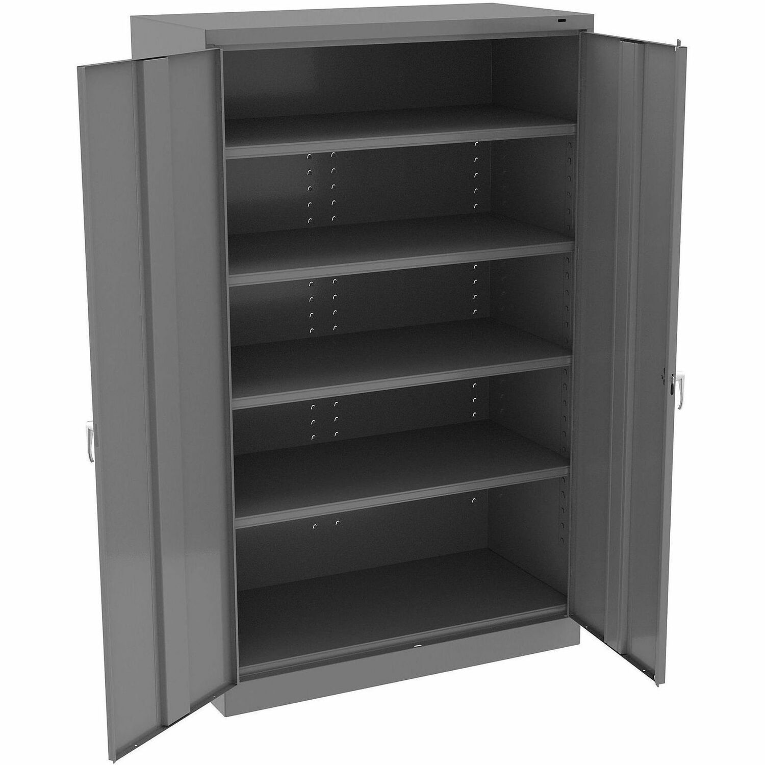 Tennsco Jumbo Storage Cabinet, 48"W x 24"D x 78"H, 4 Shelves, 2 Doors, Locking System, Welded Steel, Medium Gray, 1 Each