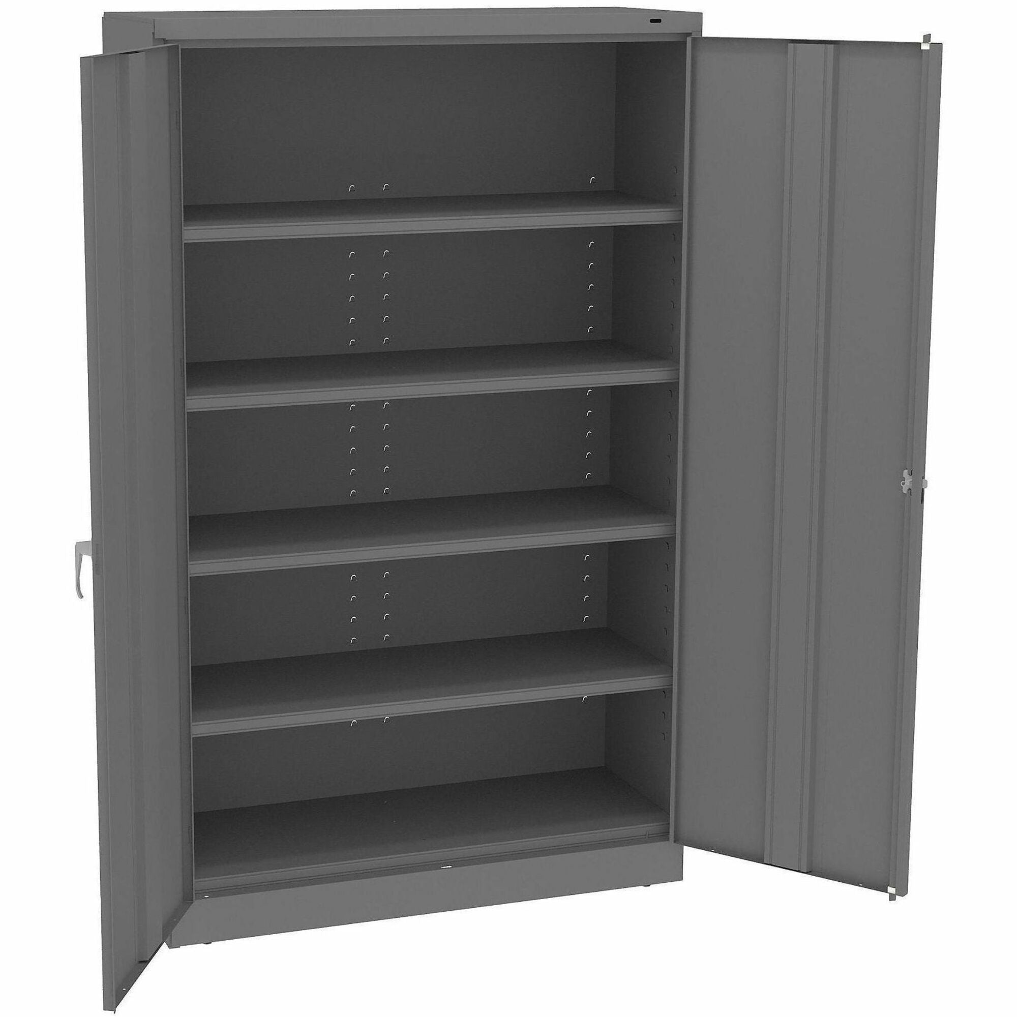 48" Width x 18" Depth x 78" Height - 5 x Shelf(ves) - 2 x Standard Door(s) - 400 lb Load Capacity - Hinged Door, Welded, Locking Door, Locking Mechanism, Adjustable Leveler - Medium Gray - Steel, Nylon - Recycled