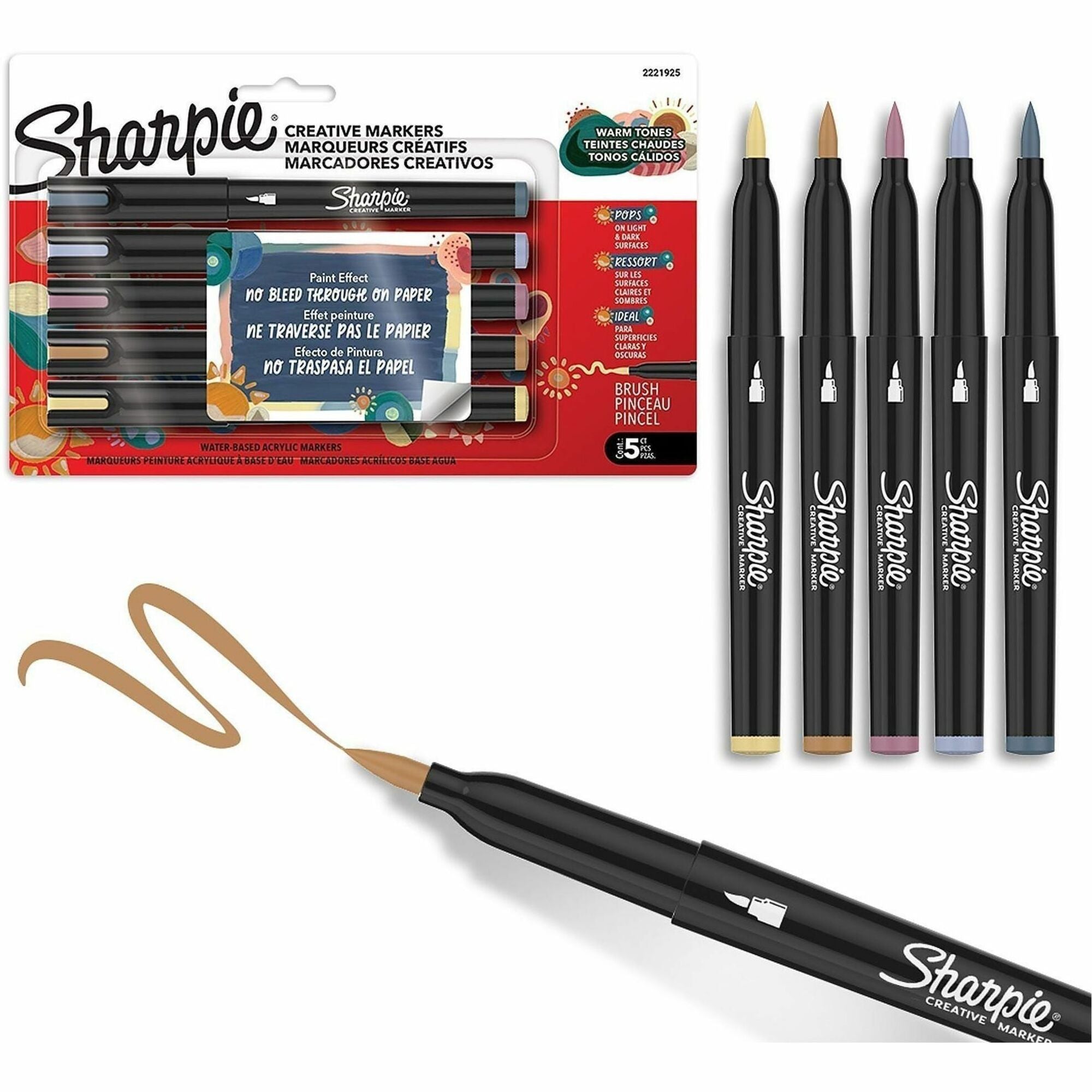 Sharpie Creative Markers - Water Based, Acrylic Based - Multipurpose - 5 / Pack