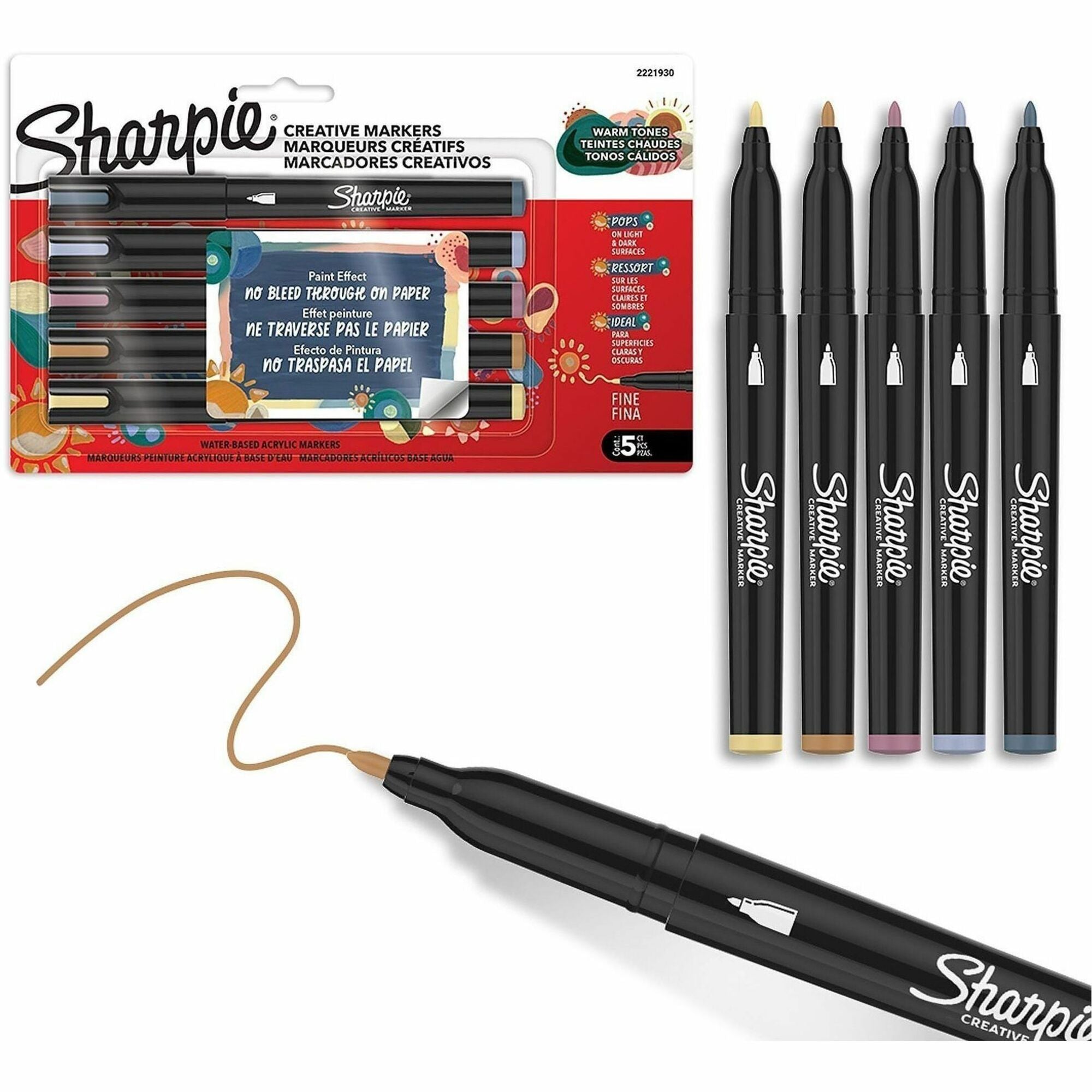 Sharpie Creative Markers - Water Based, Acrylic Based - Multipurpose - 5 / Pack