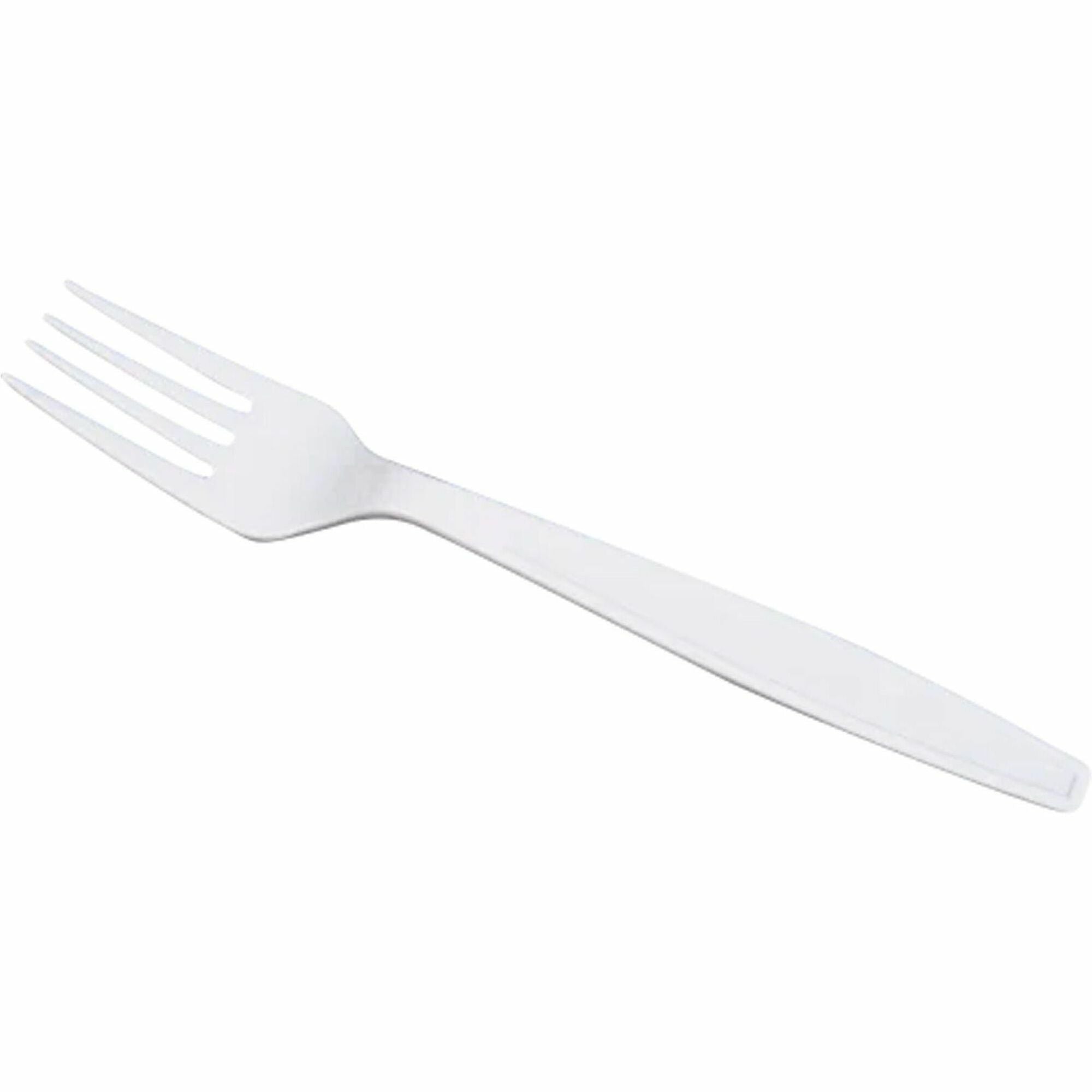 Fork - Fork - Restaurant, Cafeteria - Polypropylene Plastic - White - 1000 / Carton