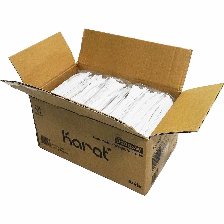 Knife - Knife - Restaurant, Cafeteria - Polypropylene Plastic - White - 100/Box - 10 / Carton