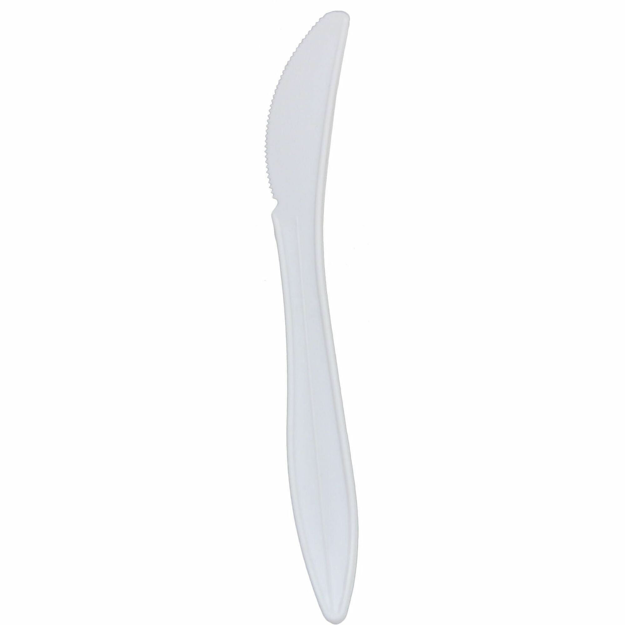 Knife - Knife - Restaurant, Cafeteria - Polypropylene Plastic - White - 100/Box - 10 / Carton