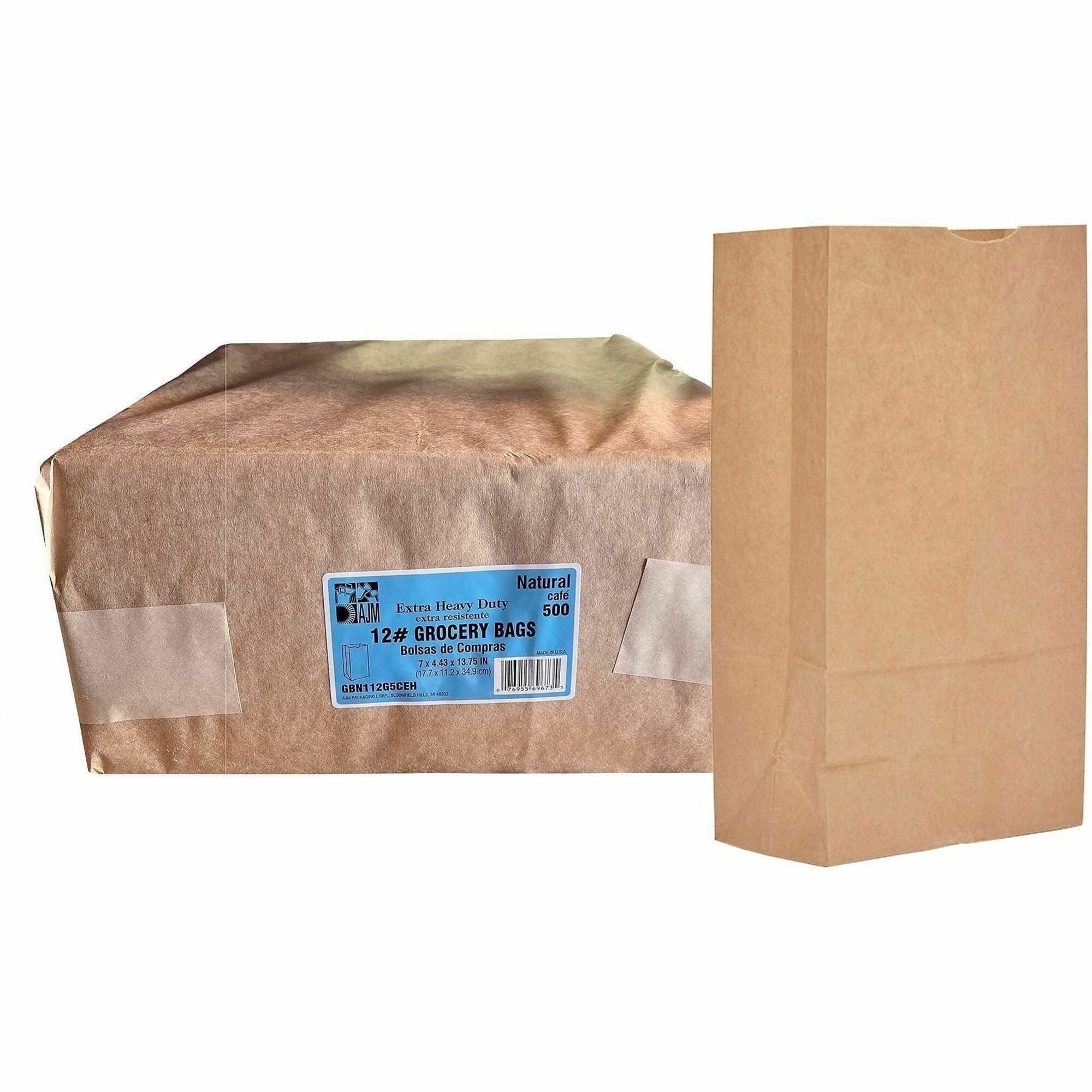 AJM #12 Extra Heavy-Duty Kraft Paper Grocery Bags