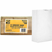 AJM Paper Grocery Bags, Bleached Kraft, Recycled Paper, Flat Bottom, #2 Size, 500 Bags per Carton