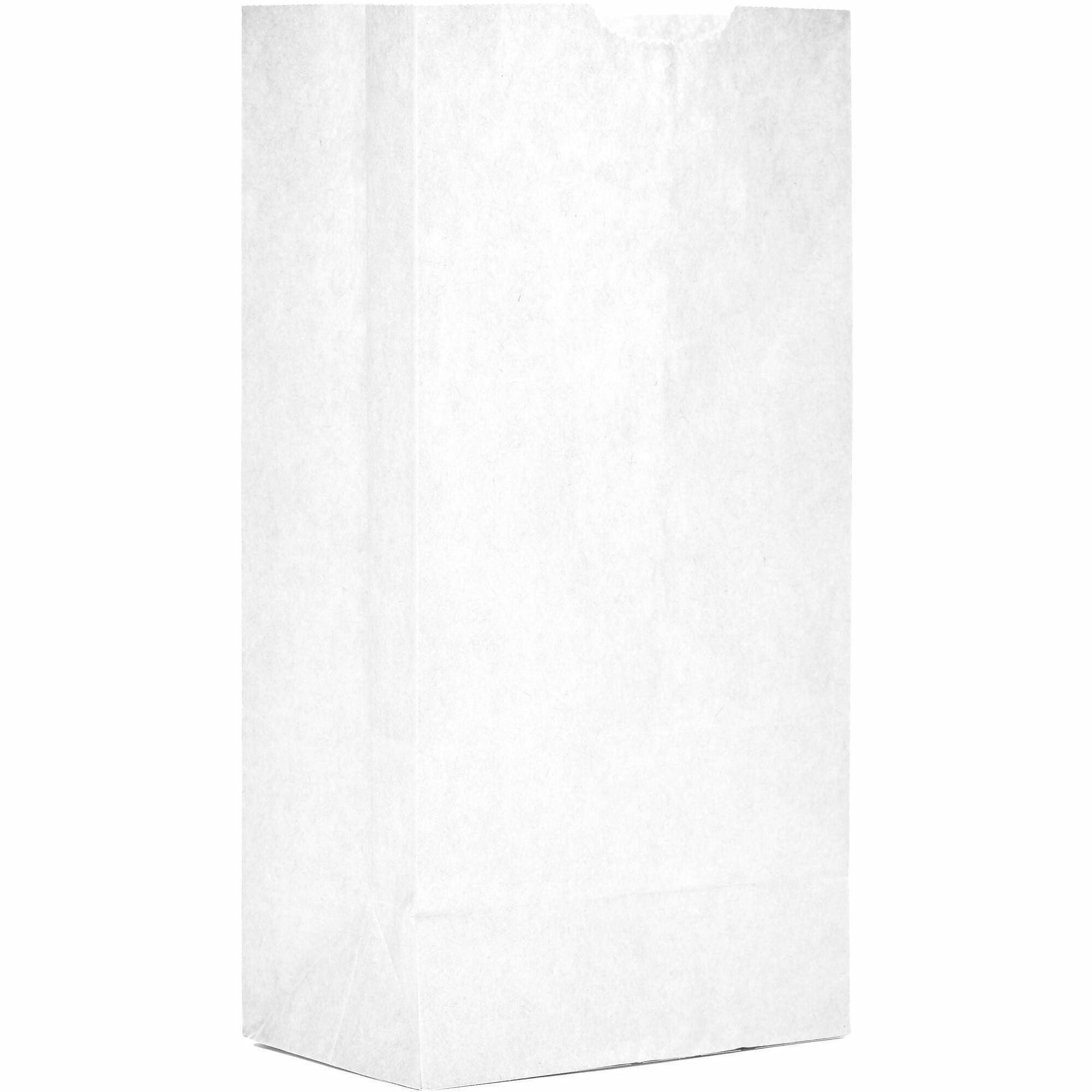 AJM Paper Grocery Bags, Bleached Kraft, Recycled Paper, Flat Bottom, #4 Size, 500 per Carton