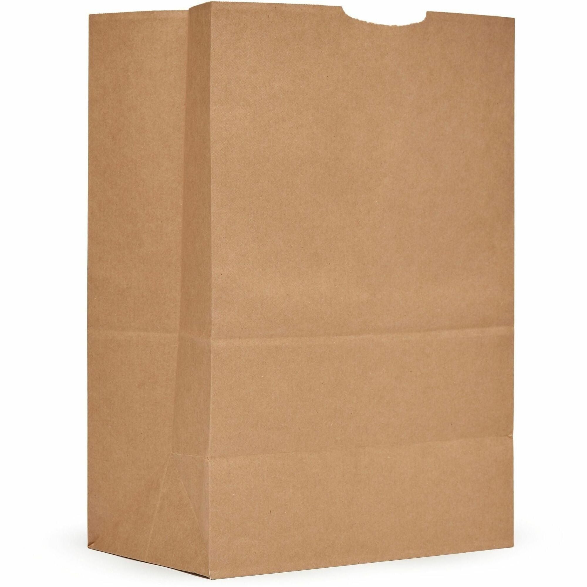 AJM Kraft Grocery Sacks, 6.72 Gallon Capacity, Natural Kraft Paper, Heavy Duty 52 lb, Flat Bottom, Recyclable, 500 per Carton