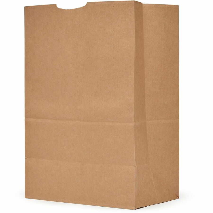 AJM Kraft Grocery Sacks, 6.72 Gallon Capacity, Natural Kraft Paper, Heavy Duty 52 lb, Flat Bottom, Recyclable, 500 per Carton