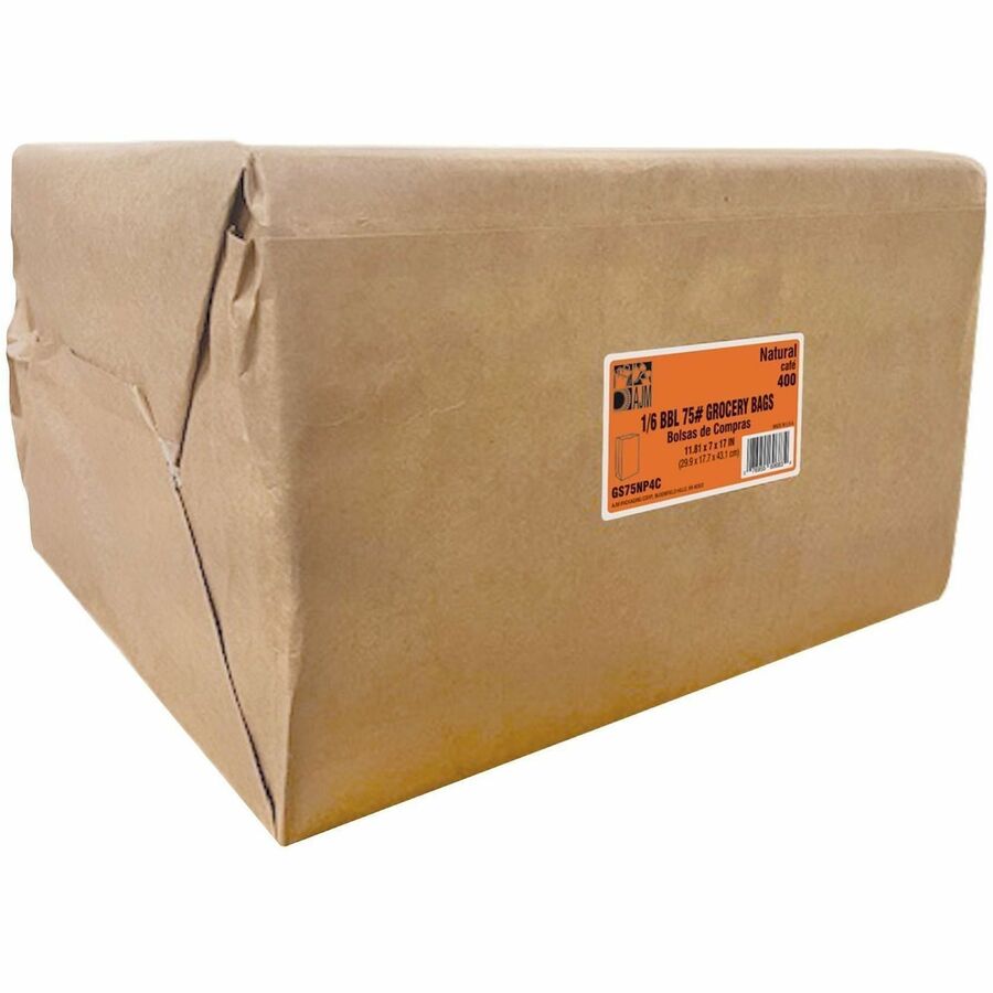 AJM Kraft Grocery Sacks, 6.72 Gallon Capacity, Natural Kraft Paper, Heavy Duty 75 lb, 400 per Carton