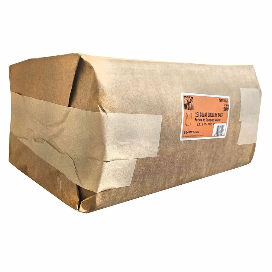 AJM No. 25 Natural-Kraft Paper Bags, 6.10" x 8.25" x 15.90", Recycled Paper, Natural Kraft, 500 per Carton