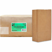 AJM Squat Paper Grocery Bags, Natural Kraft, Heavy Duty, Flat Bottom, #12 Size, 500 per Carton
