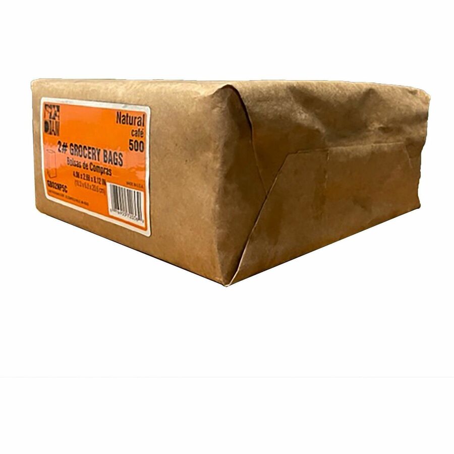 AJM Paper Grocery Bags, Brown, Recycled Paper, #2 Size, 2.40" x 4.30" x 7.80", Flat Bottom, 1 Pack