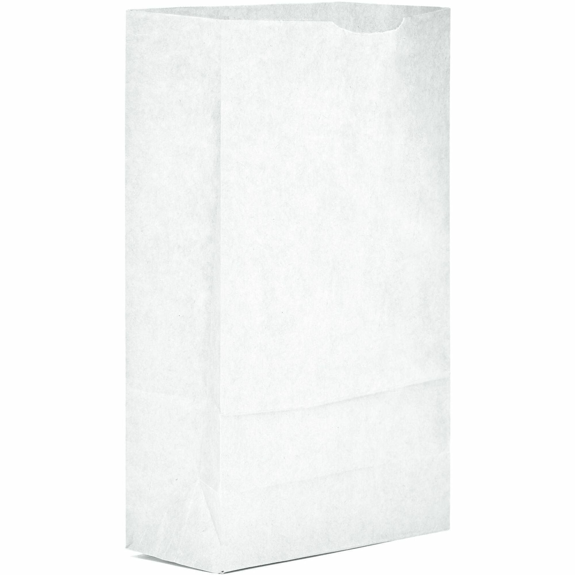 AJM Paper Grocery Bags, Bleached Kraft, Recycled Paper, Flat Bottom, #6 Size, 500/Carton