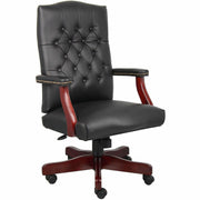 Boss Chair, Wood Frame, Black, 1 Each