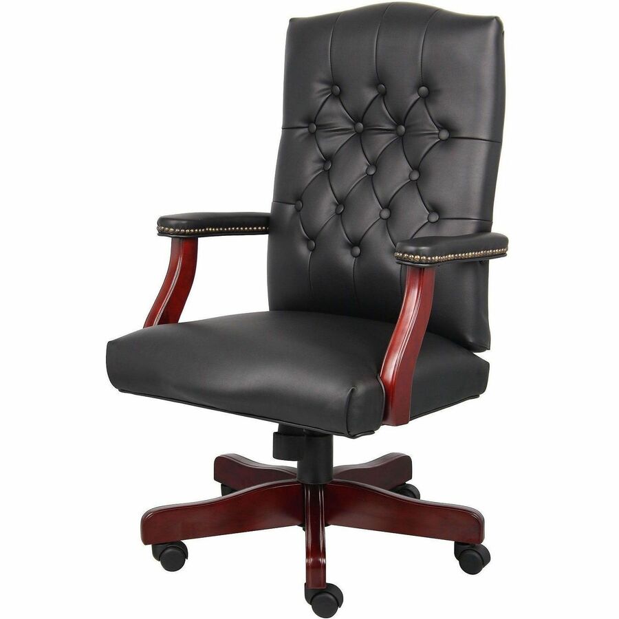 Boss Chair, Wood Frame, Black, 1 Each
