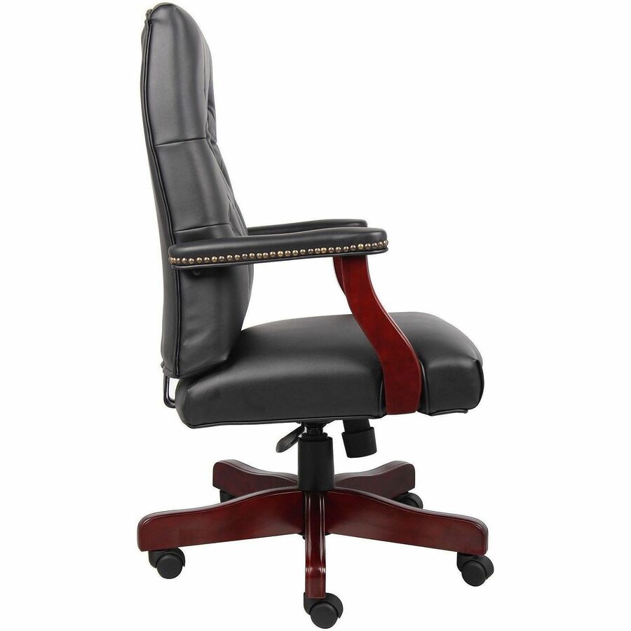 Boss Chair, Wood Frame, Black, 1 Each