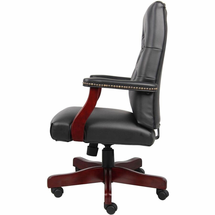 Boss Chair, Wood Frame, Black, 1 Each