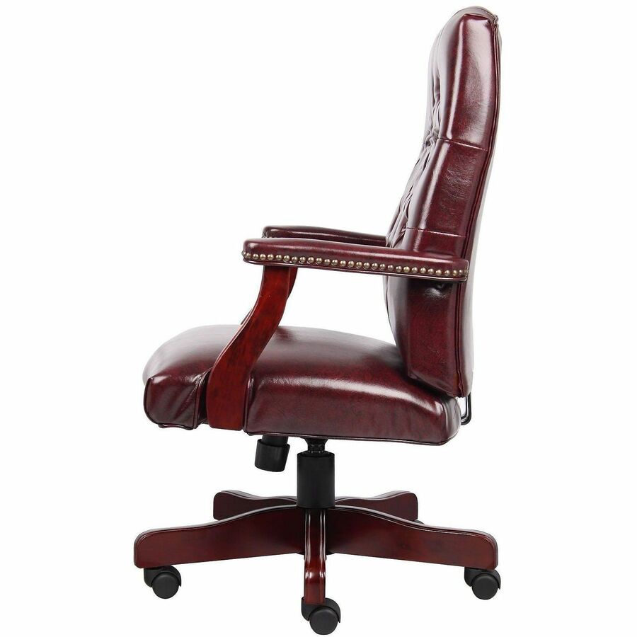 Boss Chair, Wood Frame, Oxblood, 1 Each