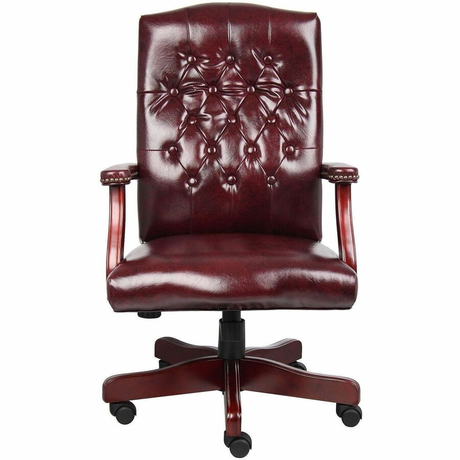 Boss Chair, Wood Frame, Oxblood, 1 Each