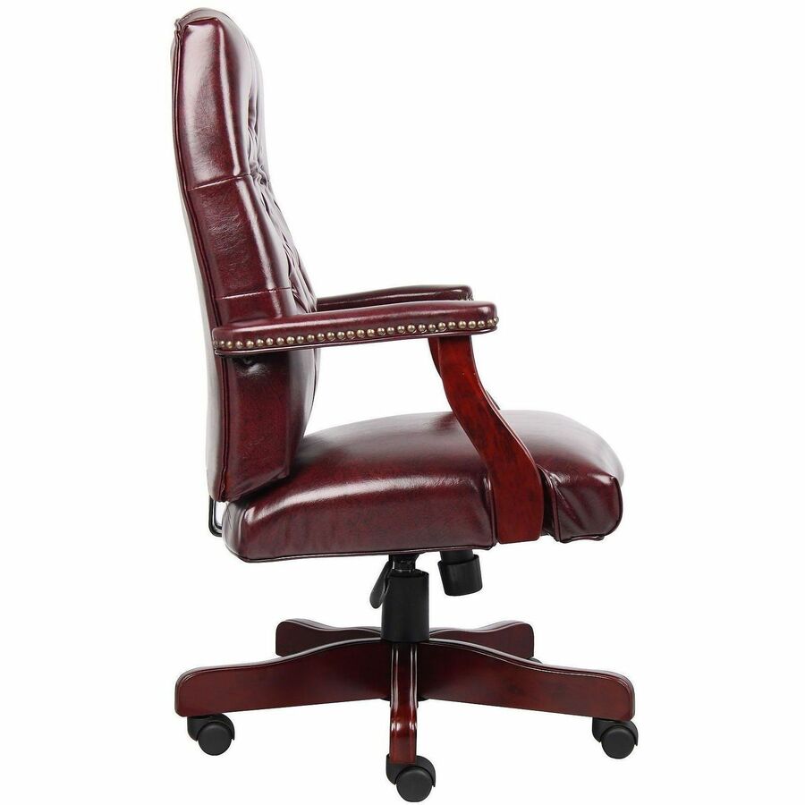 Boss Chair, Wood Frame, Oxblood, 1 Each