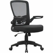 Boss Flip Arm Mesh Back Task Chair, Black, Foam/Fabric Seat, Mesh Back, Flip-up Arms, 5-star Base, Adjustable Height, Swivel, 1 Each