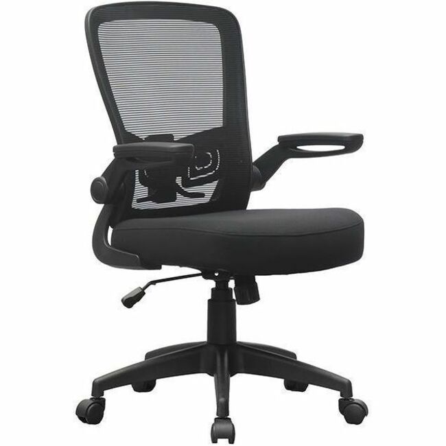 Boss Flip Arm Mesh Back Task Chair, Black, Foam/Fabric Seat, Mesh Back, Flip-up Arms, 5-star Base, Adjustable Height, Swivel, 1 Each