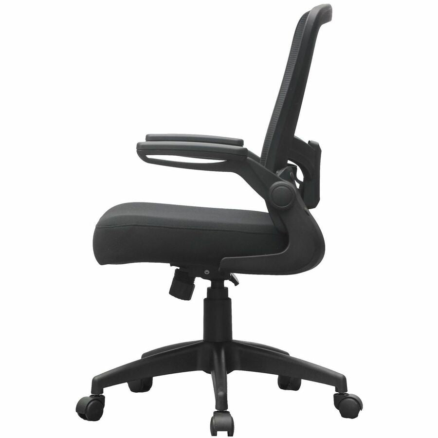 Boss Flip Arm Mesh Back Task Chair, Black, Foam/Fabric Seat, Mesh Back, Flip-up Arms, 5-star Base, Adjustable Height, Swivel, 1 Each